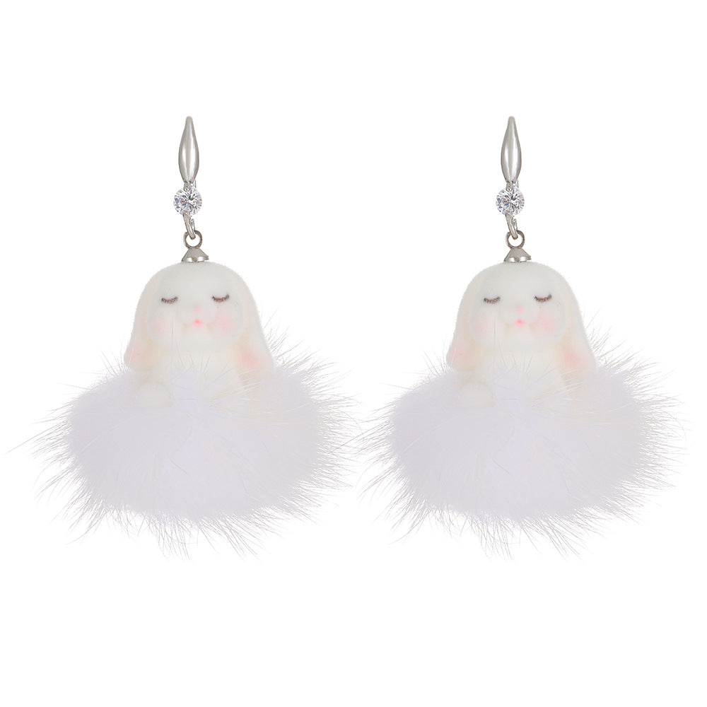Cute Plush Rabbit Design Fashion Sweet Earrings