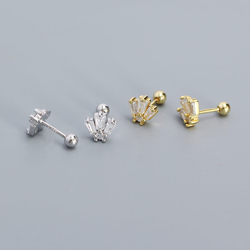Piercing Ear Sier Ladder Square Zircon Earrings