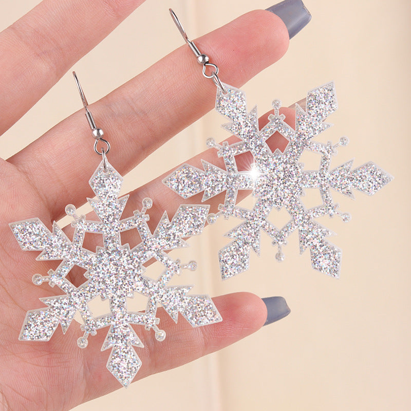 Women's Luxury Sier Size Thin Glittering Snowflake Acrylic Rings