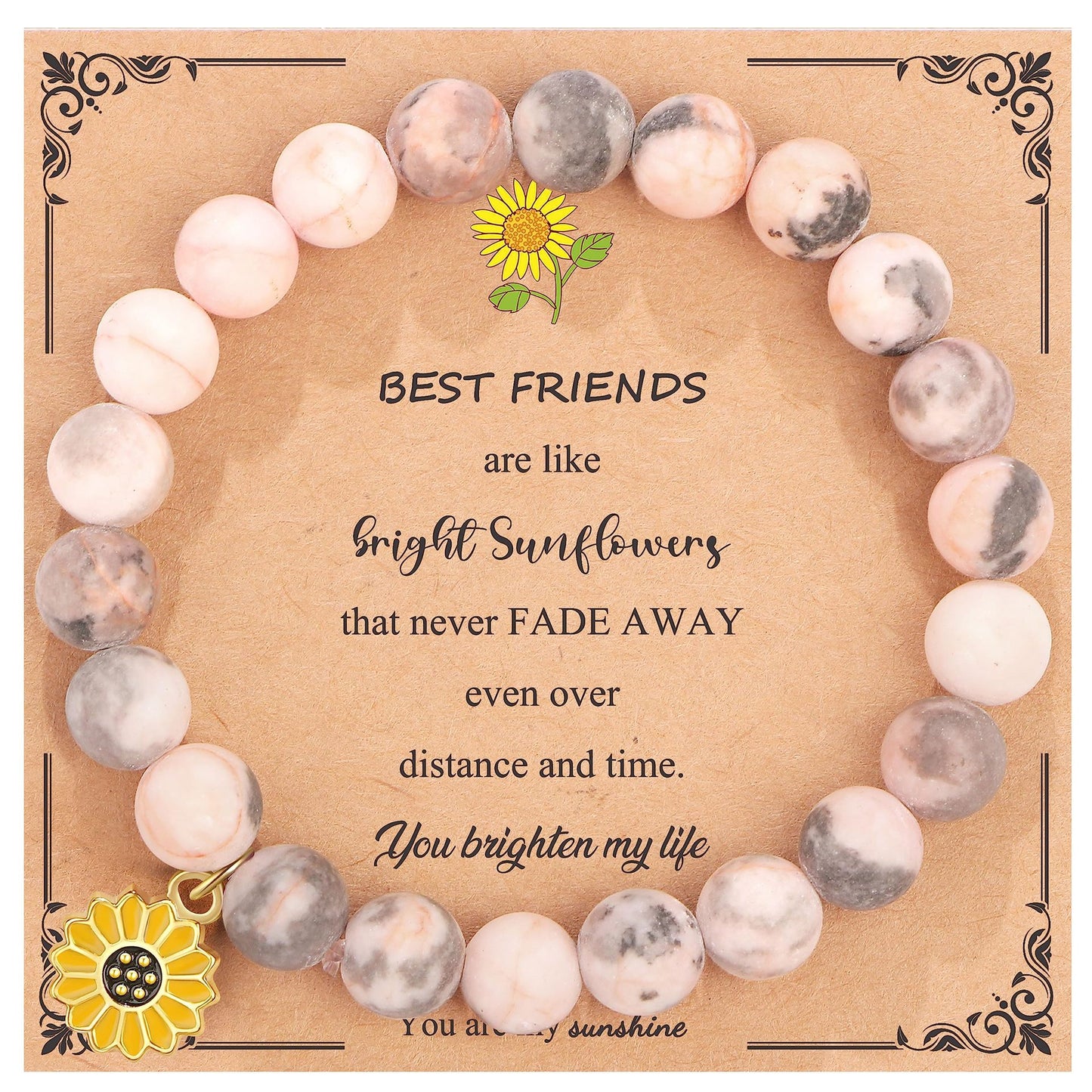 Pink Zebra Sunflower Friend Daughter Gift Bracelets