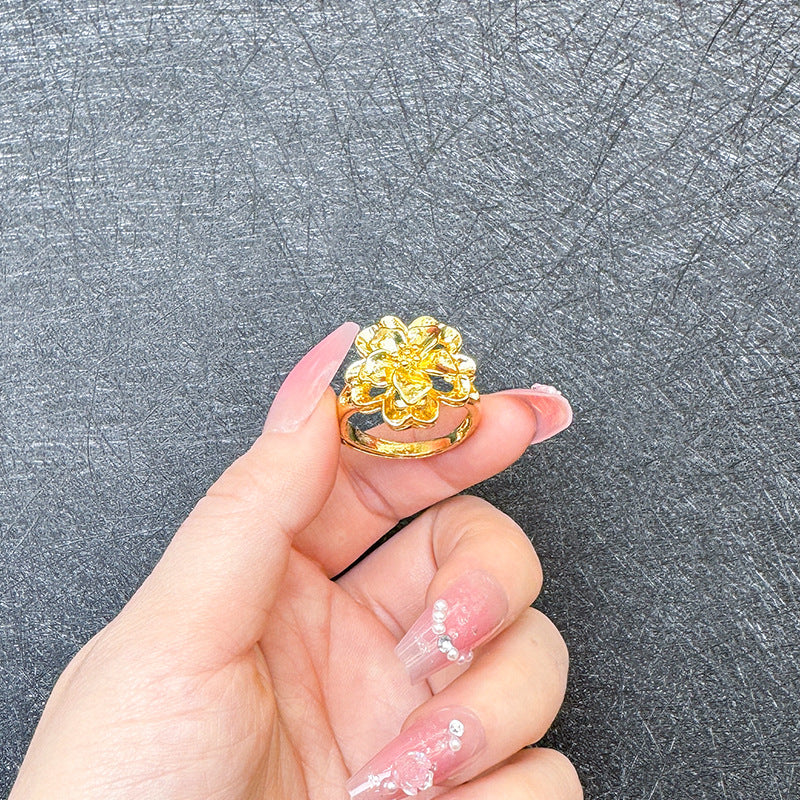 Color Fading Imitation Flower Exaggerated Wedding Bride Fake Rings