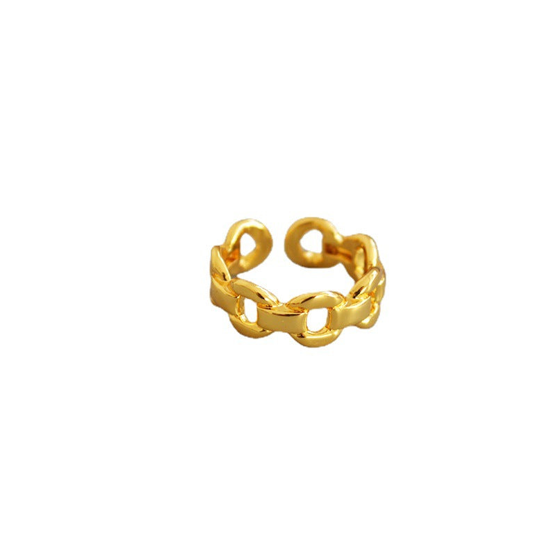 Women's Style Brass Gold-plated Exquisite Chain Simple Opening Graceful Rings