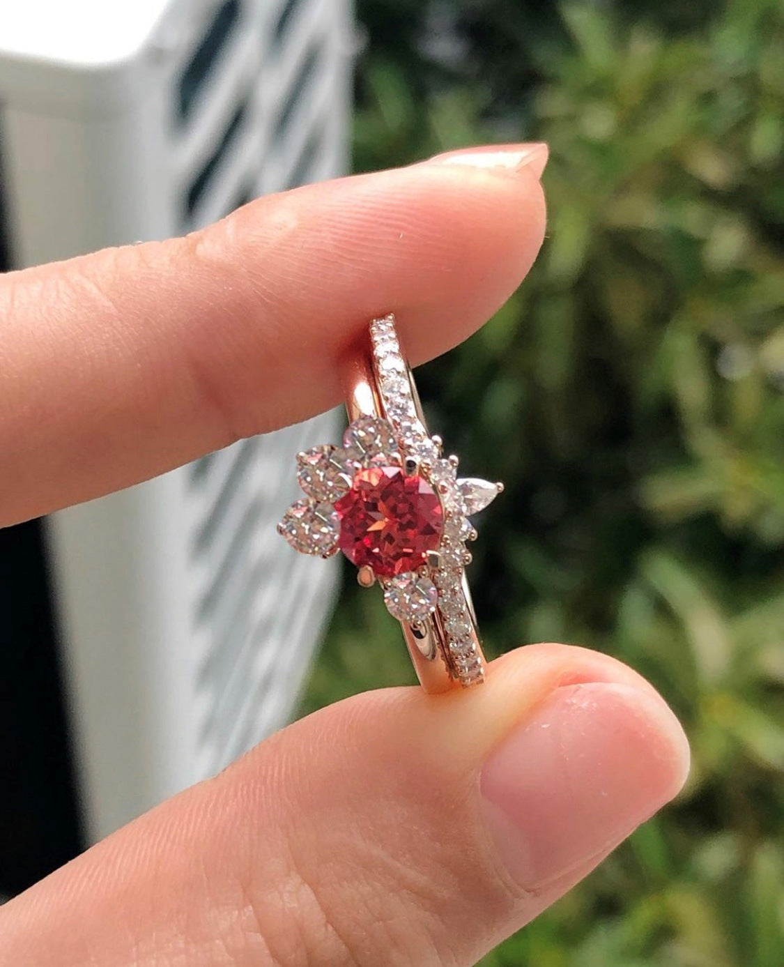 Zircon Rose Gold Color Gemstone Diamond Rings