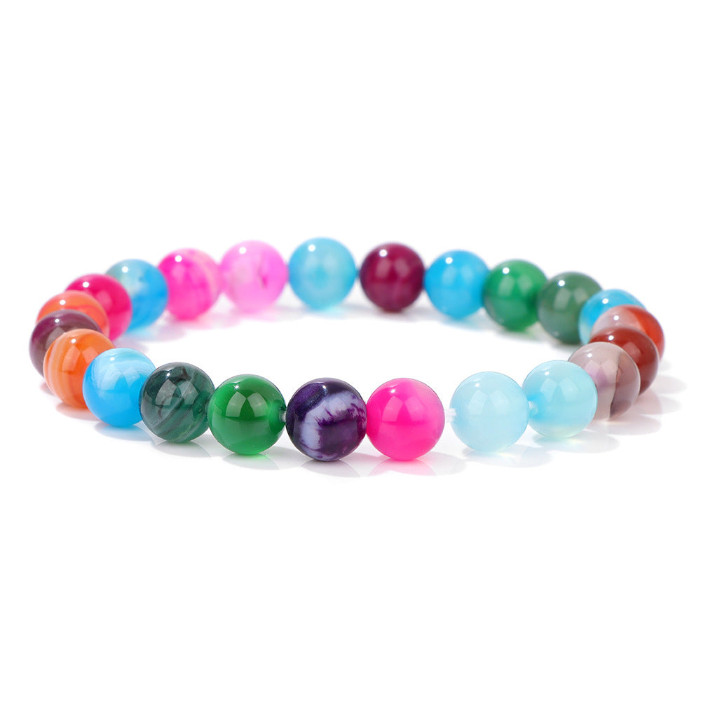 Men's Natural Stone Beads White Turquoise Elastic Bracelets
