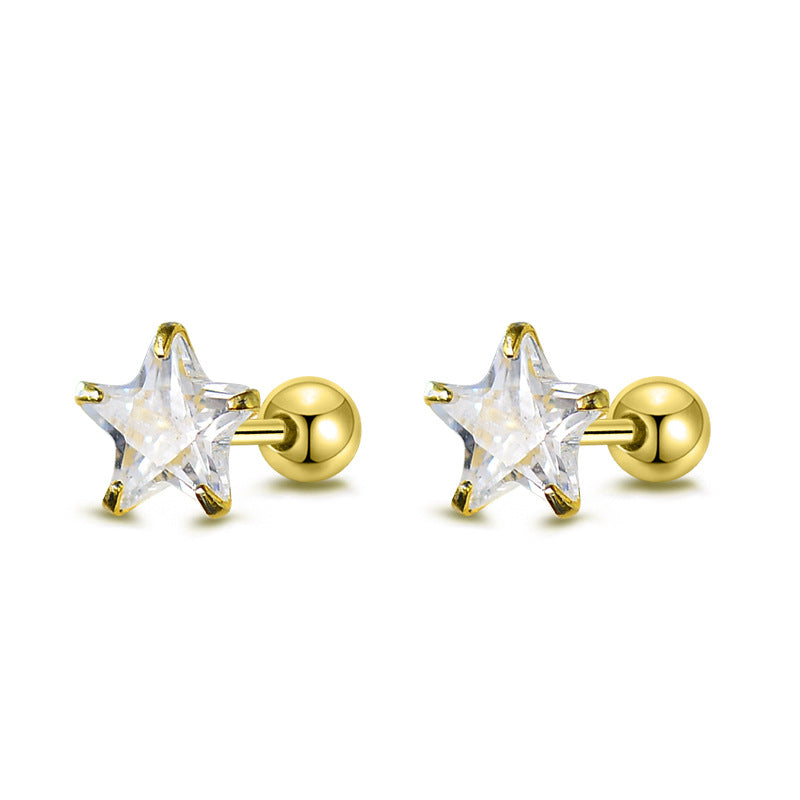 Minimalist Star Niche Design Ear Bone Pentagram Screw Earrings