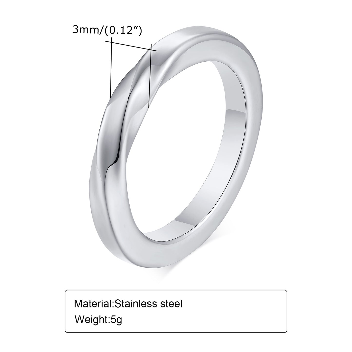Men's Steel Mobius Black Simple Plain Fashion Rings