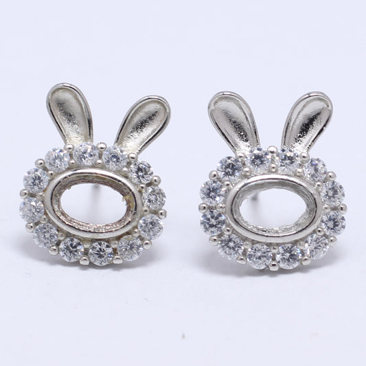 Holder Unset Accessories Buckle Copper Electroplating White Gold Color Earrings