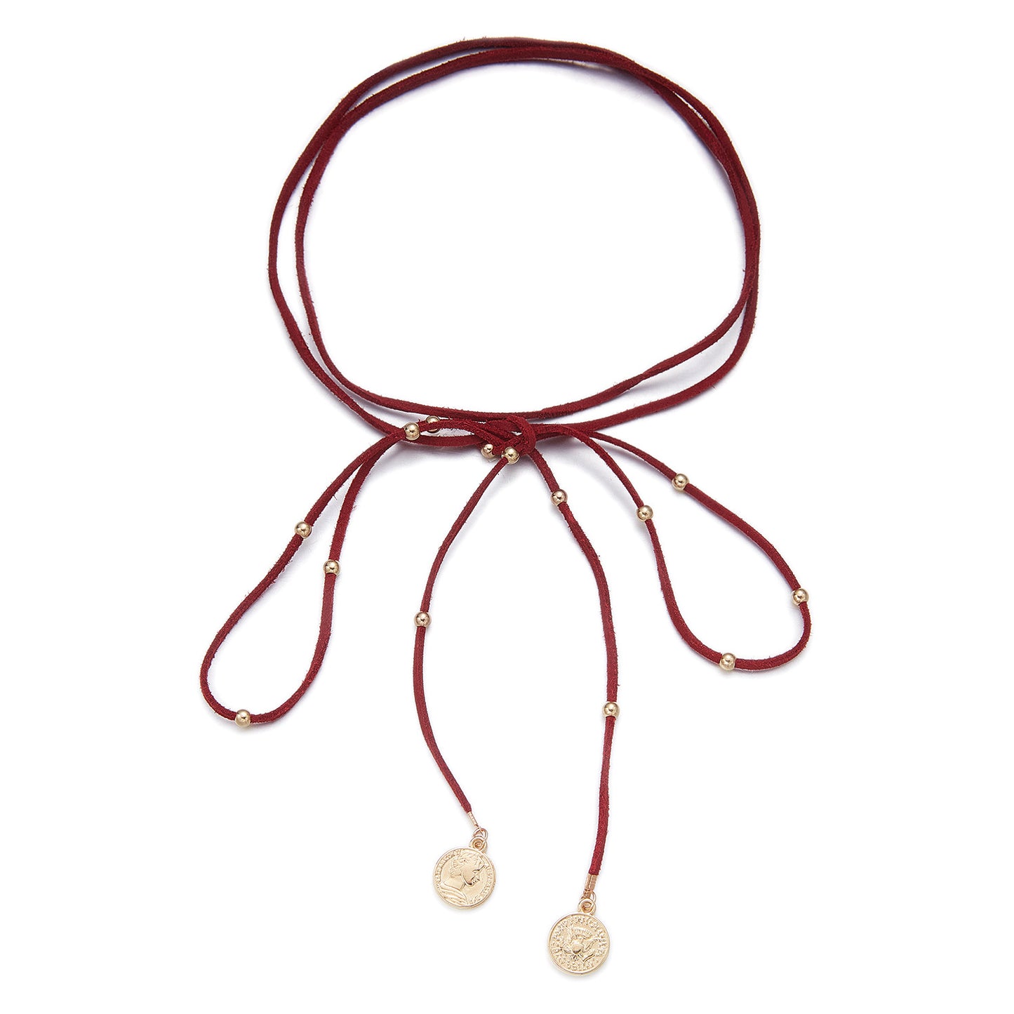 Women's Beaded Round Plate Long Neckband Niche High-grade Suede Jewelry Set
