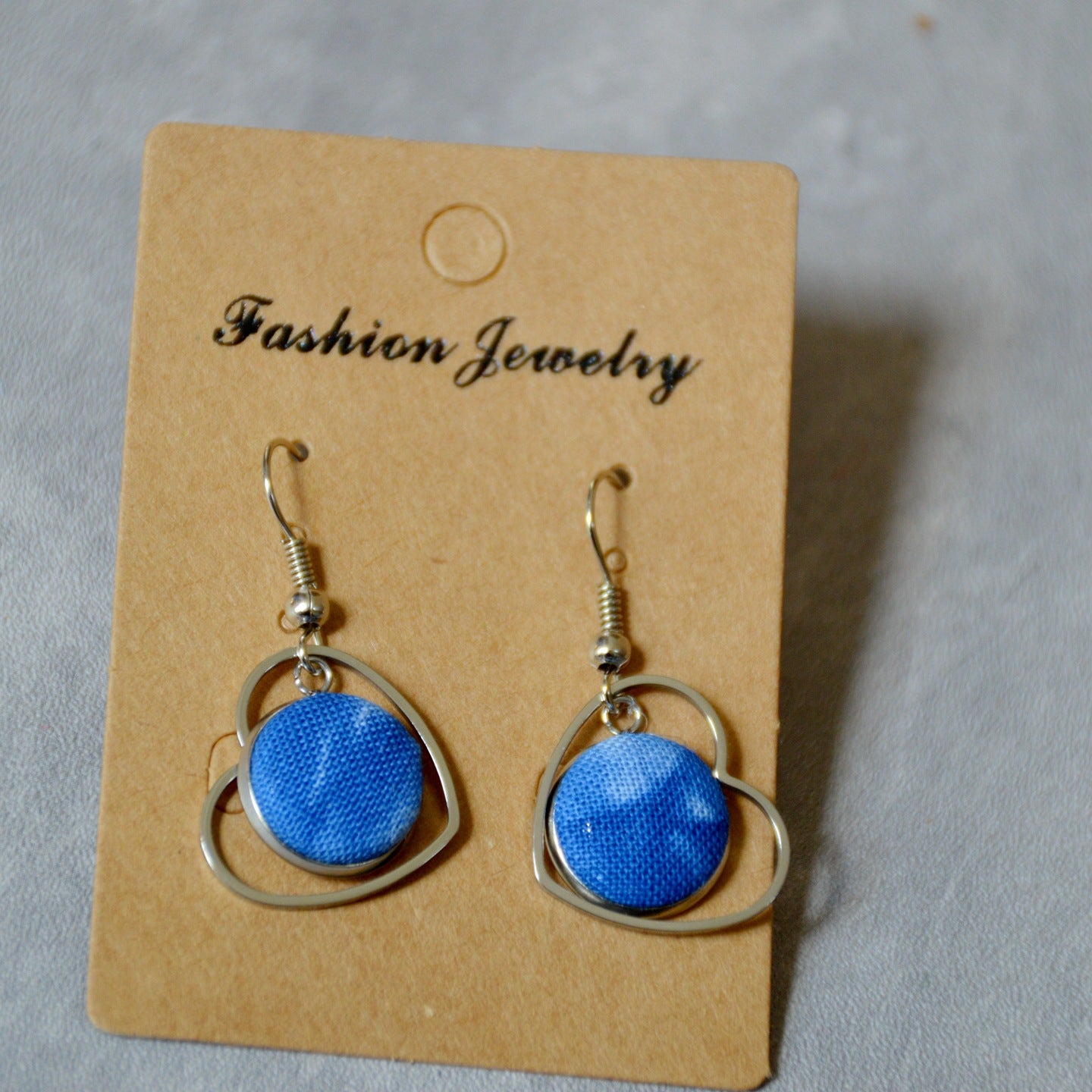 Blue Dyed Fabric Ethnic Style Handmade Simple Inlaid Earrings