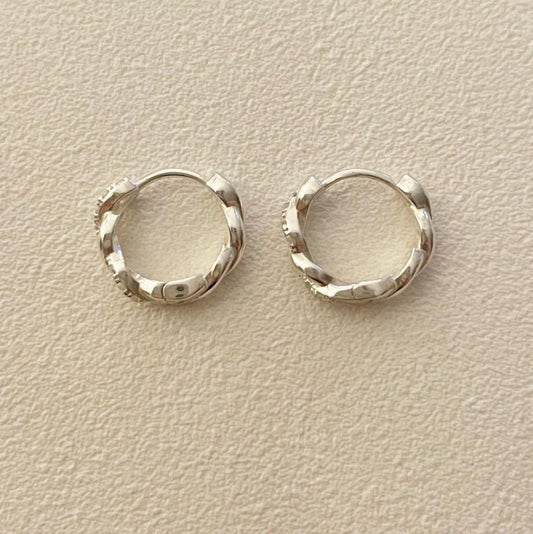 Women's Korean Style Sterling Sier White Zircon Earrings