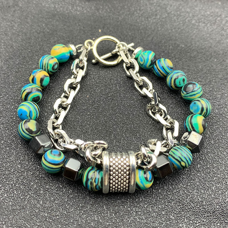 Men's Beads Natural Unique Beaded Iron Chain Bracelets