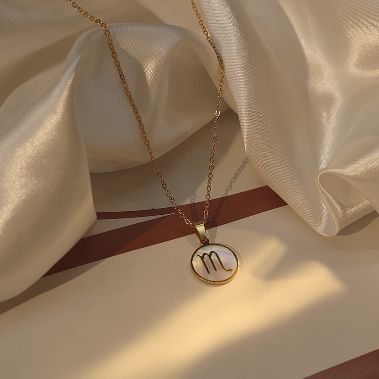 Women's Constellation White Sea Shell Stainless Steel Pendants