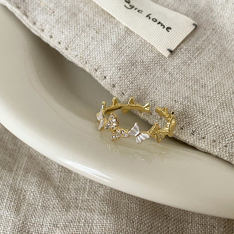 Sweet Cute Color Butterfly Opening Collection Female Personality Rings