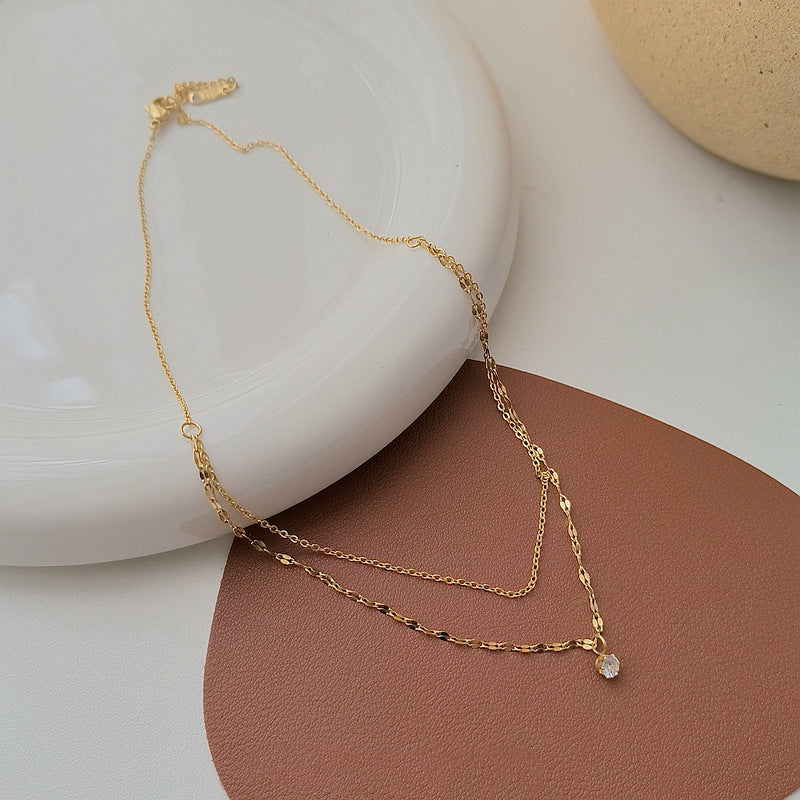 Diamond Super Flash Titanium Steel Female Cold High Sense Necklaces