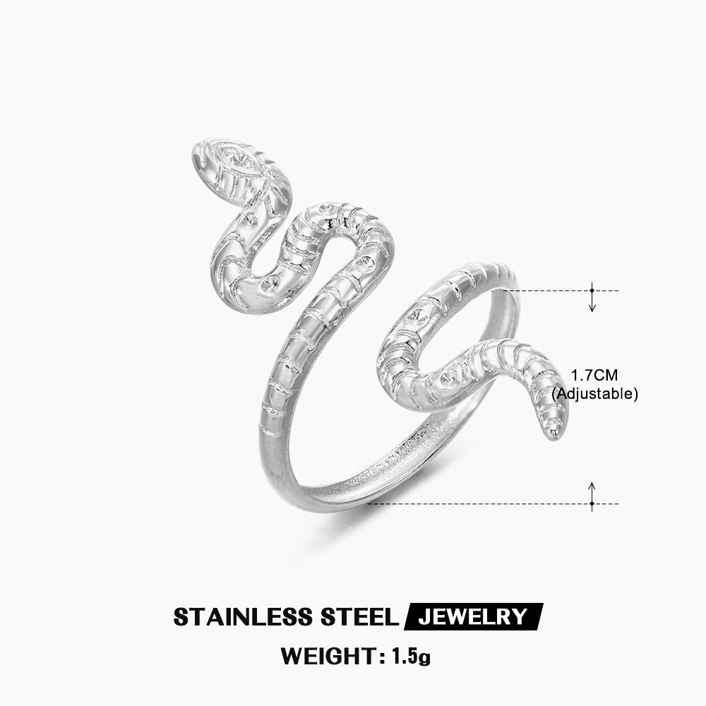 Stainless Steel Gold Snake Personality Real Rings