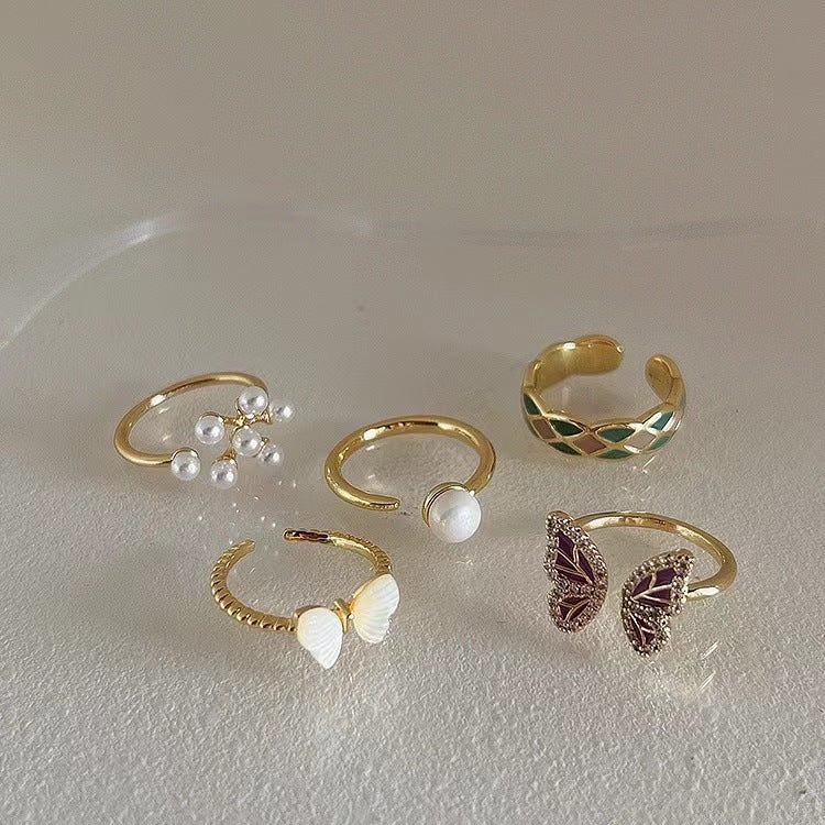 Butterfly Female Baroque Pearl Fritillary Open Design Mild Rings