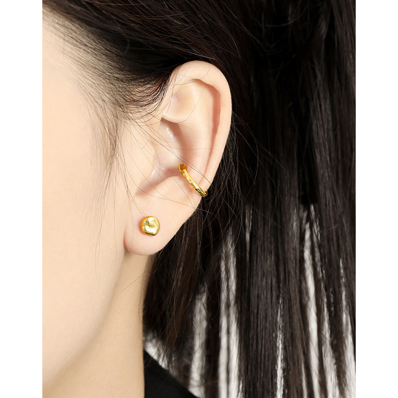 Women's Sier Niche Bag Minimalist Geometric Round Earrings