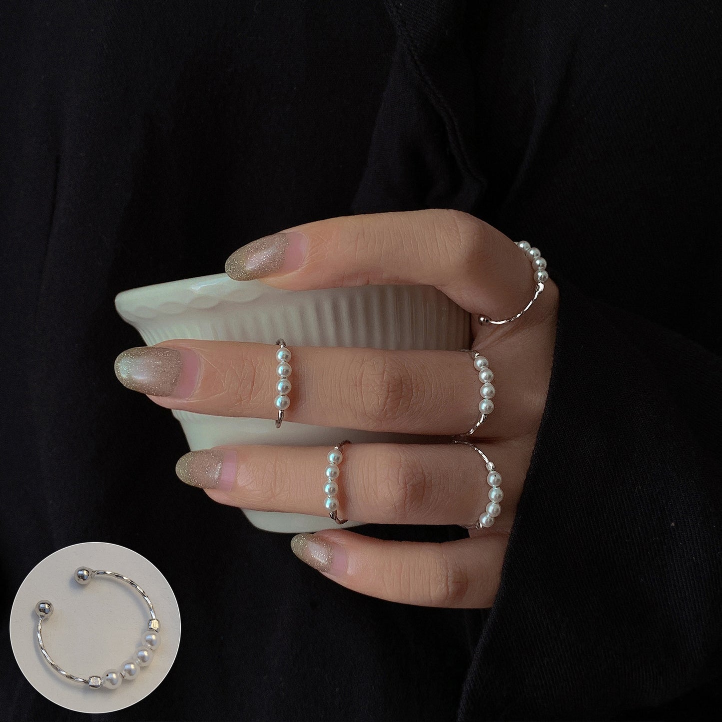 Women's Shaped Retro Stylish Water Drop Texture Rings