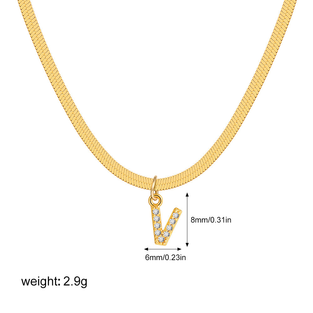 Stainless Steel Snake Bones Chain Letter Necklaces