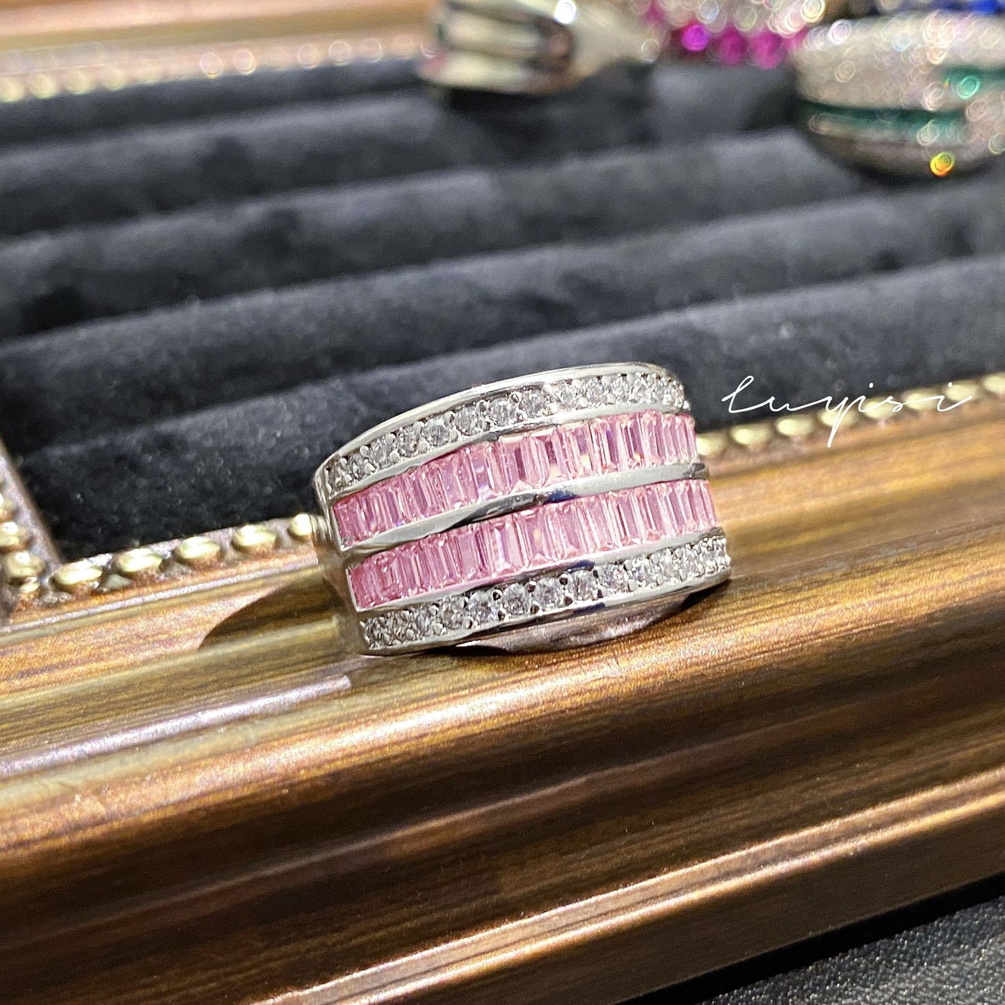 Women's Diamond Colorful Mixed Colors High Carbon Rings