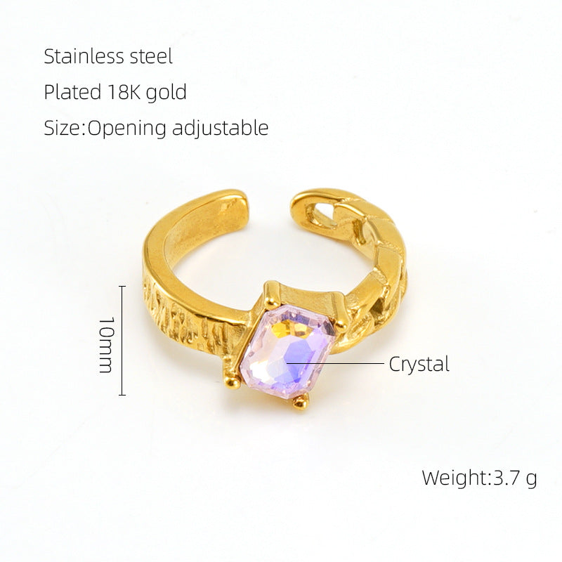 Titanium Steel Luminous Stone Open Female Rings