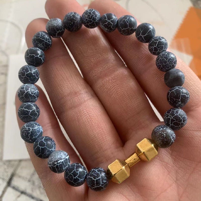 Stone Black Matte Alloy Dumbbell Energy Bracelets