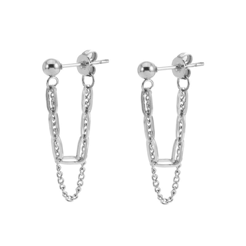 Women's Shaped Titanium Steel Gold-plated Simple Corrugated Earrings