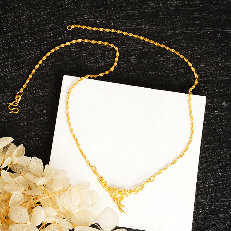 Women's Vietnam Alluvial Gold Mild Luxury Retro Sweater Necklaces