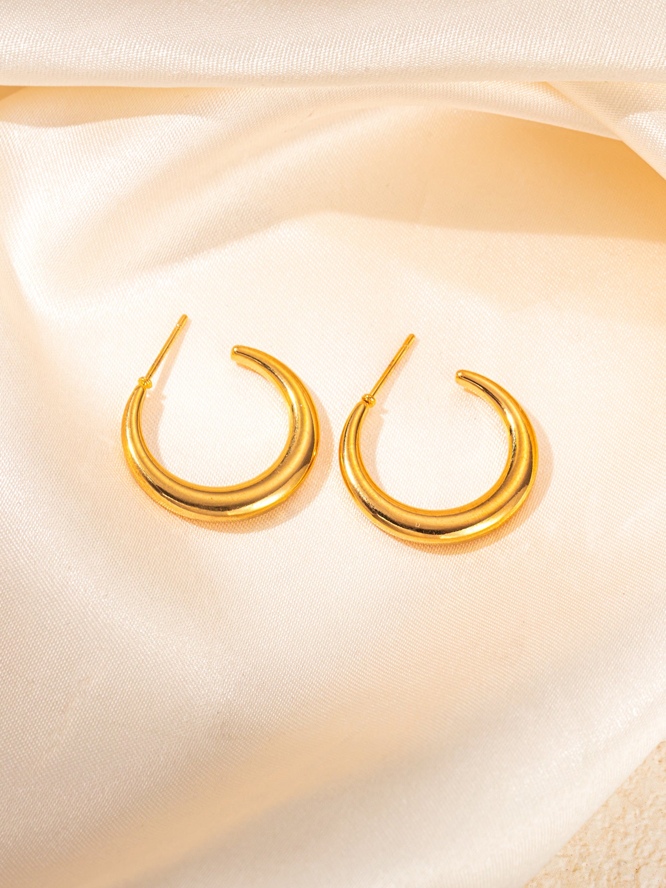 Stainless Steel Ginkgo Leaf Petals Golden Earrings