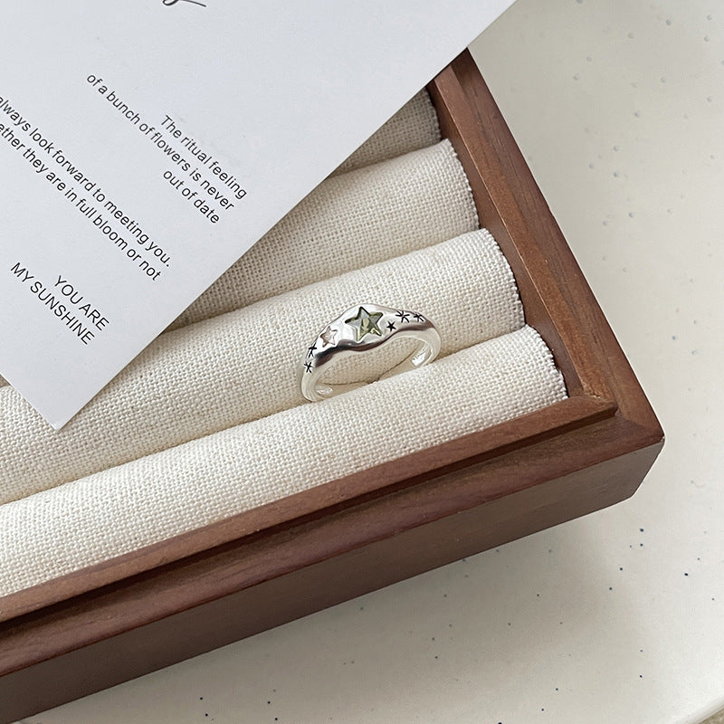 Women's Colorful Heart-shaped Zircon Style Combination Niche High Rings
