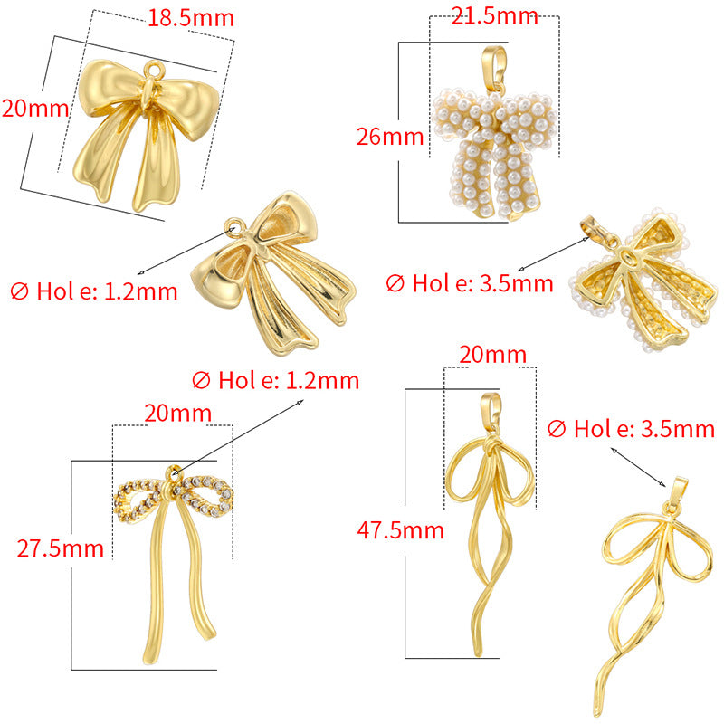 Inlaid Pearl Bow Niche Long Tassel Pendants