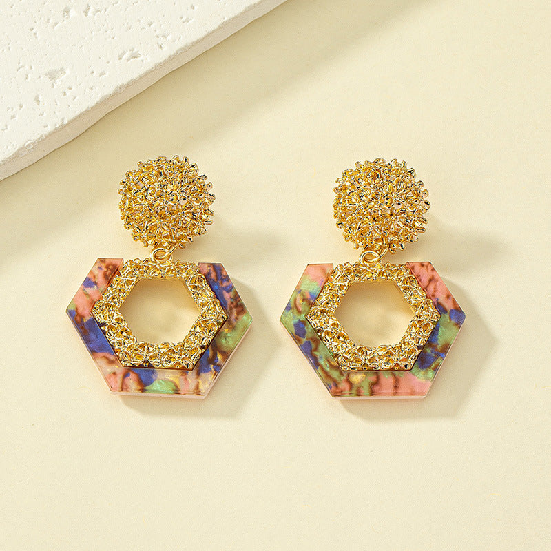 Vintage Court Style Acetate Acrylic Female Niche High Sense Earrings