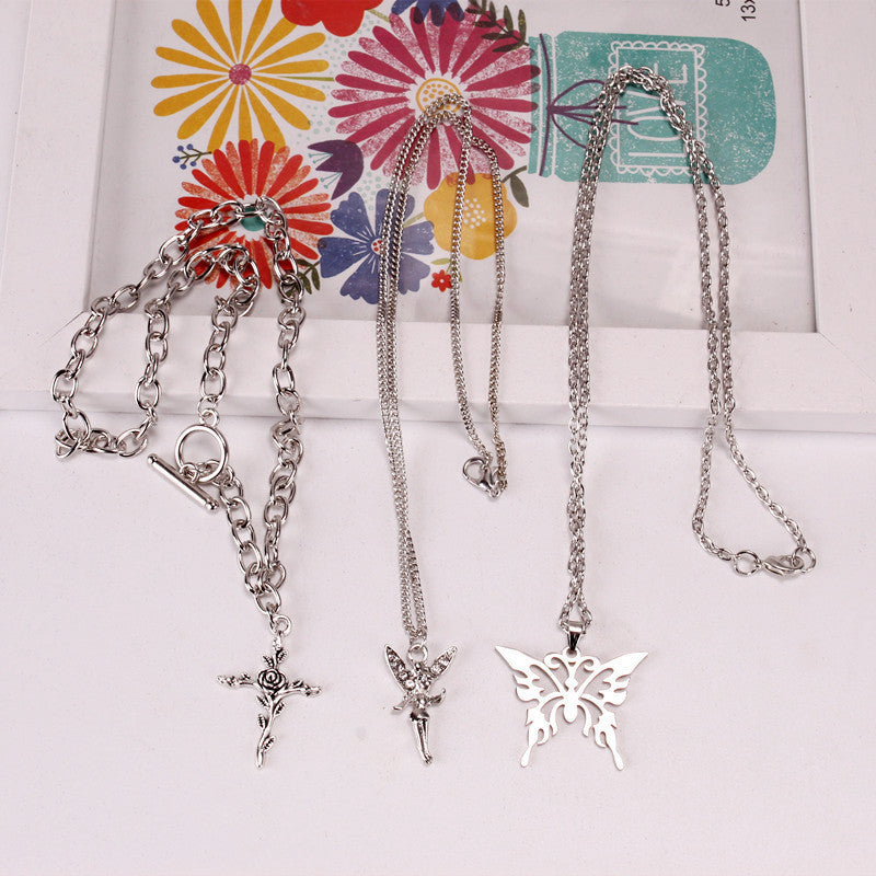 Style Disco Angel Rose Butterfly Personalized Necklaces