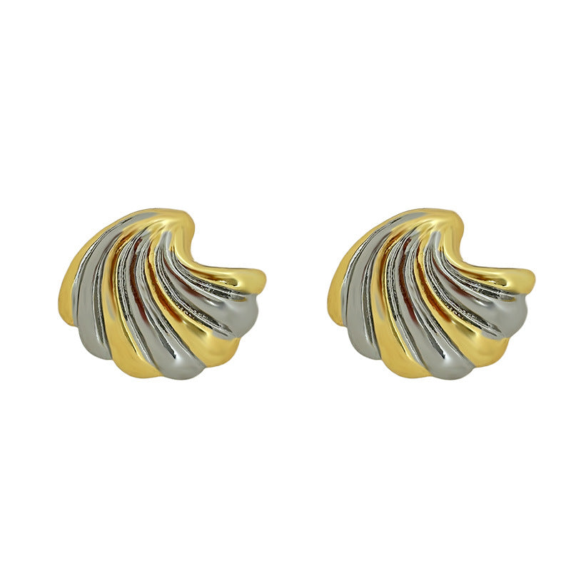 Gold Sier Color Matching Shell Heart-shaped Earrings