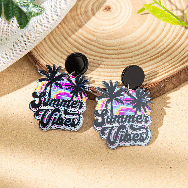 Series Acrylic Female Niche Letter Printing Earrings