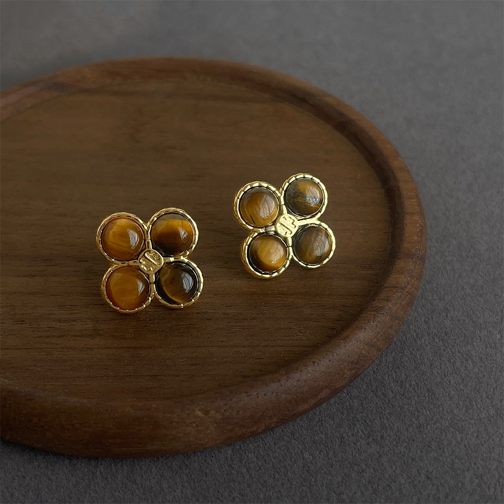 Women's Tigereye Niche Handmade French Entry Lux Earrings