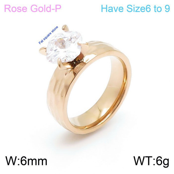 Jewelry Korean Titanium Steel Couple Simple Zircon Gold Plated Rings