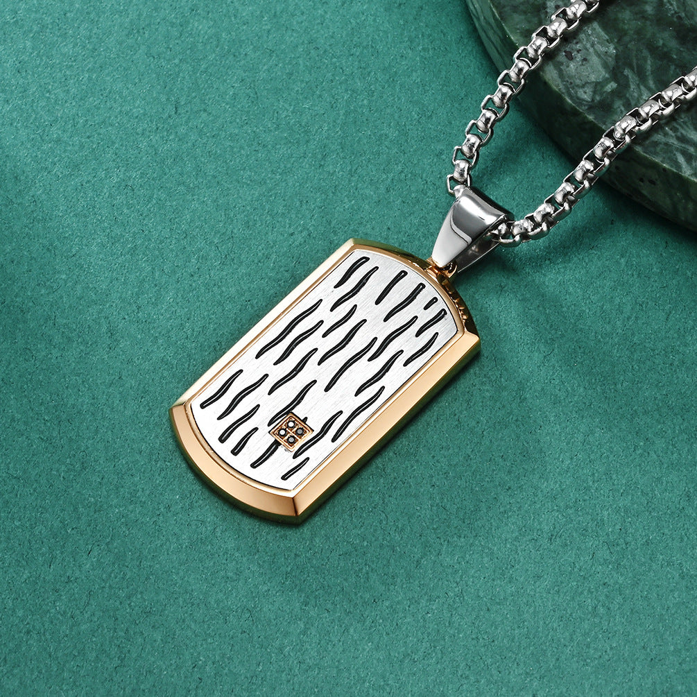 Men's Wave Ripple Series Three-dimensional Bevel Dog Necklaces