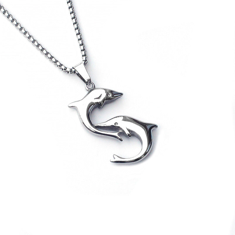 Men's Fashion Titanium Steel Double Snake Trendy Necklaces