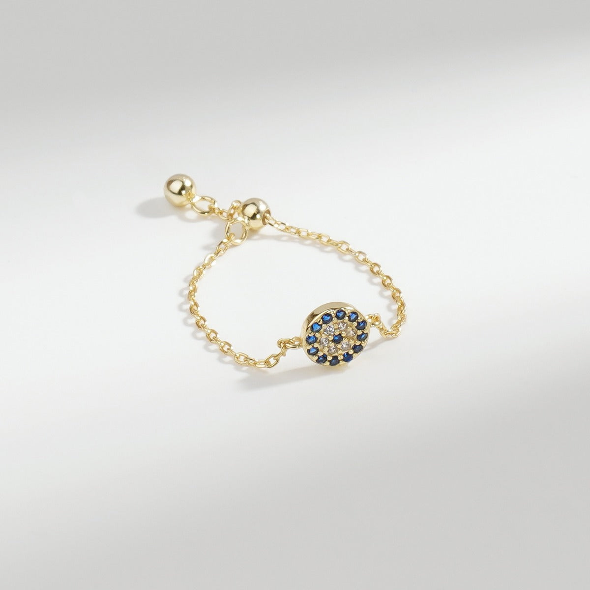 Gold-plated Round Diamond Blue Eye Fashion Rings