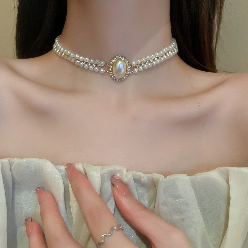 Twist Winding Pearl French Retro Fashion Elegance Clavicle Chain Necklaces
