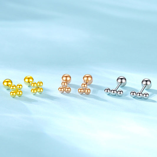 Sier Ball Ear Bone Geometric Simple Earrings