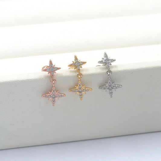 Inlaid Zircon Star Ear Bone Pin Earrings