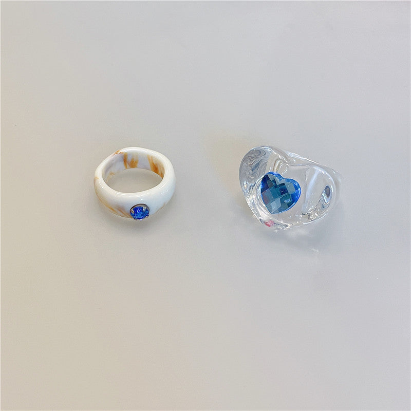 Retro Square Acrylic Geometric Resin Cold Wind Rings