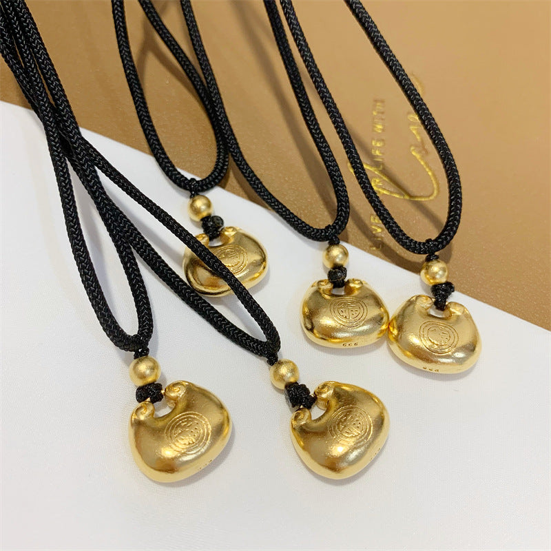 Women's Lock Bag Dumplings Vietnam Placer Gold Necklaces