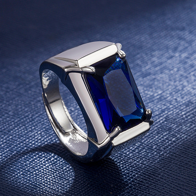 Long Square Large Stone Business Diamond Rings