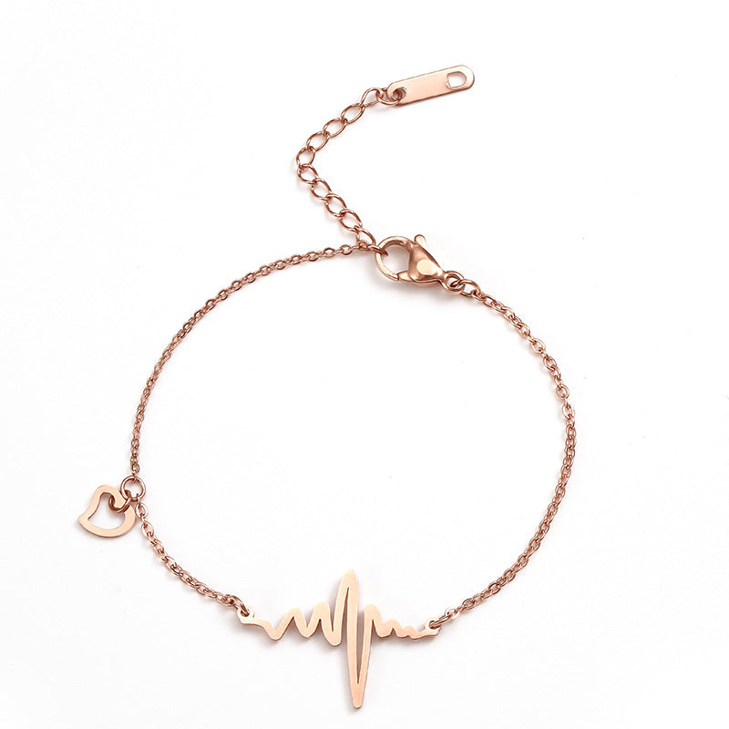 Warm Ecg Heart Female Titanium Steel Bracelets