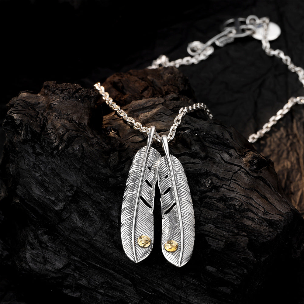 Style Sterling Sier Feather Thai Trendy Pendants