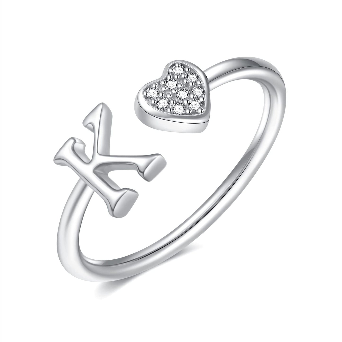 Name First Letters Stackable Zircon Adjustable Rings