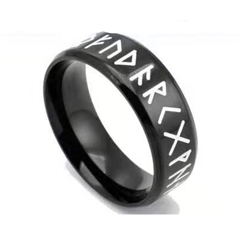 Men's Titanium Steel Viking Text Stainless Personality Rings